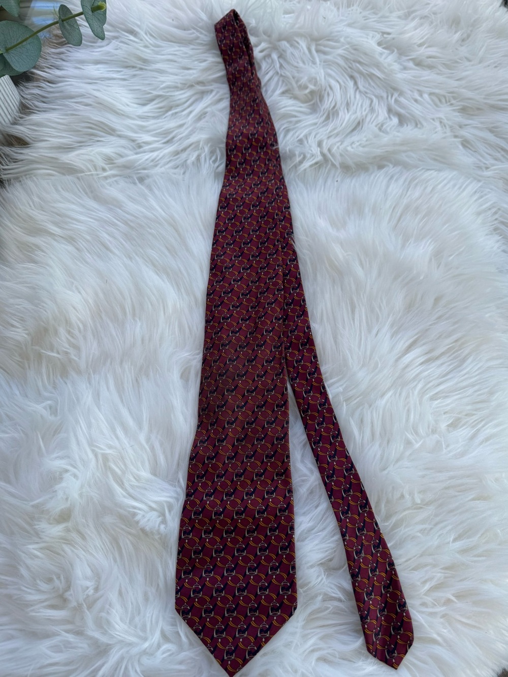 Men's Patterned Burgundy Silk-Blend Tie